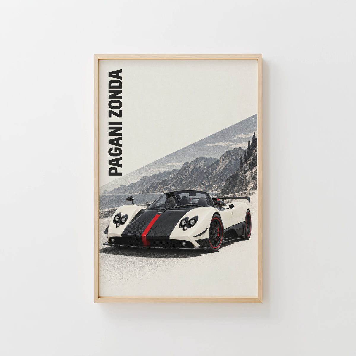 Vintage Pagani Zonda Print, Supercar Wall Art